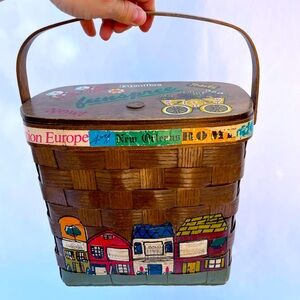 60s vintage picnic wicker personalized purse